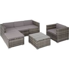 Ratán Muebles de Jardín y Exterior tectake ratán Lignano - Gris Conjunto de Sala de Exterior