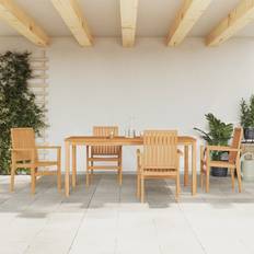 vidaXL För Trädgården 5 Delar Massiv Teak Matgrupp, 1 Bord inkl. 4 Stolar