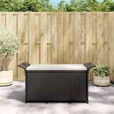 Zwart Tuinbanken vidaXL Tuinbank Met Kussen 116 x 46 x 57 cm Poly Rattan Zwart