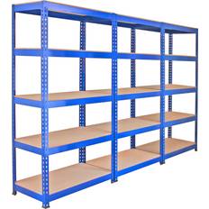 Metal Shelves MonsterShop 3 x Q-Rax Blue Shelving System 90x182.5cm 3pcs