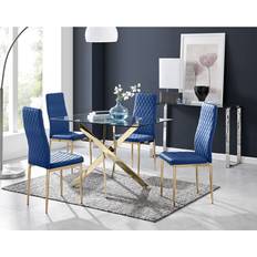 Glas Tischgruppen Box Leonardo 4 Gold Dining Set