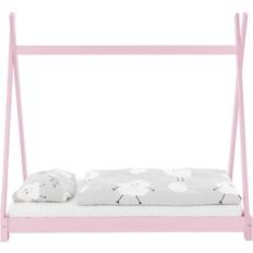 Günstig Kinderbetten Kinderbett 140x70cm rosa kinderhaus bett bettgestell holzbett einzelbett