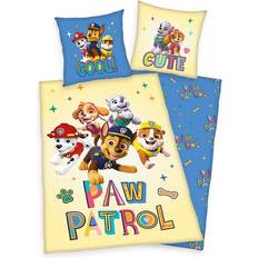 Giallo Set da letto Herding Set di Biancheria da Letto Paw Patrol Federa 80 x 80 cm Chiusura a Cerniera e Motivo Reversibile