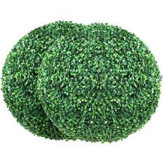 VEVOR Topiaries Boxwood Trees 16" x 2 Pieces Ball-Shape Faux Topiaries Plant, All-year Green Feaux Plant Decorative Balls for Backya Planta Artificial