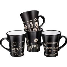 Coffee mug set of 4 Bruntmor Set Of Matte Coffee-Themed Sayings Cup 4