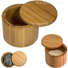 Especieros Totally Bamboo Salt Cellar Storage Box with Magnetic Swivel Lid 6 Ounce Capacity