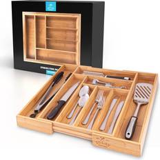 Cutlery Trays Zulay Kitchen Expandable Bamboo Drawer Organizer Cutlery Tray