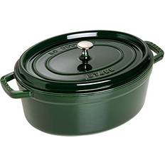 Green Casseroles Staub Cast Iron Oval Cocotte with lid