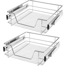 Gris Cajones y Estantes de Cocina tectake 2 Teleskopschubladen für Küchen- und Schlafzimmerschränke 50 cm