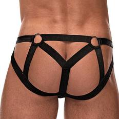 Male Power Cage Matte Strappy Ring Jock L/XL Black