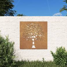 Stahl Gartenschmuck vidaXL Garten-Wanddeko 55 x 55 cm Cortenstahl Baum-Design