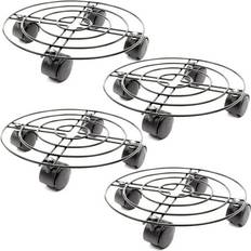 Branded 4 Pack Metal Rolling Plant Stand with Wheels, Heavy Duty Caddy Roller Base