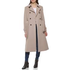 Viscose Coats Cole Haan Signature Slick Wool Blend Trench Coat - Stone