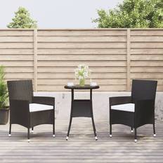 Dyna Caféset Utemöbler vidaXL 3-tlg Garten-Bistro-Set mit Kissen Schwarz Café-Set