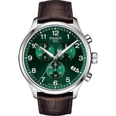 Tissot Chrono XL Classic med grøn skive og brun læderrem