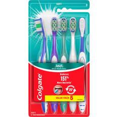 Dental Care Colgate 360° Manual Toothbrush with Tongue Cheek Cleaner Soft 5 Count