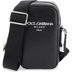 Dolce & Gabbana Tasker Dolce & Gabbana Lille Læder Crossbody Taske Med Logo Print Sort