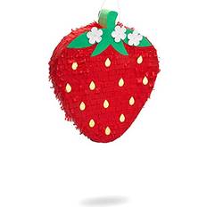 Red Piñatas Sparkle and Bash Strawberry piñata for fruit summer birthday party decorations, small 16.5x13x3in