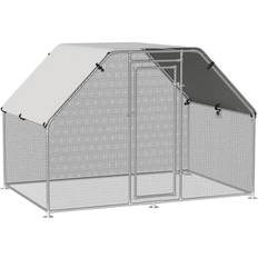 Pets Pawhut 6' Chicken Coop Galvanized Metal Hen House Large Rabbit Hutch Poultry Cage Pen Pen