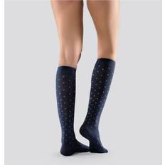 Cotton Knee Navy Dotted