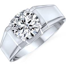 Engagement Rings - Men Bling Jewelry Statement 6CT Solitaire AAA CZ Unisex Mens Engagement Wedding