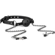 Easytoys Open Ball Gag with Nipple Clamps