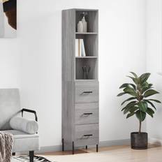 Tall Bathroom Cabinets sale vidaXL Highboard Grey Sonoma 34.5 x 34 x 180 cm