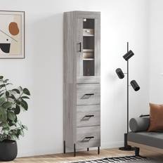 Tall Bathroom Cabinets sale vidaXL Highboard Grey Sonoma 34.5 x 34 x 180 cm