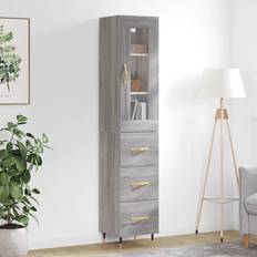 Mobiletti Alti da Bagno vidaXL Credenza Grigio Sonoma 34.5x34x180 cm In Legno Multistrato