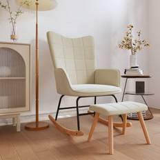 vidaXL With Stool Cream Rocking Chair