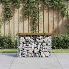 Pine Garden Benches vidaXL Gabion Design 63 x 31.5 x 42 cm Garden Bench