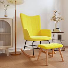 Sillones Mecedora vidaXL Silla Con Reposapiés Tela Amarillo Mostaza Sillón Mecedora