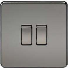 2 g switch Knightsbridge Screwless 10AX 2G 2-Way Switch Black Nickel