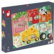 Oui Jouets d'activité Janod Puzzle Planche à Cadenas La Ferme