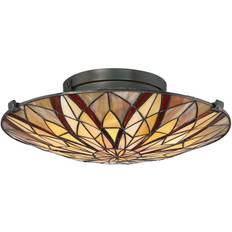 Bronze Ceiling Flush Lights Loops Semi Tiffany Style Coloured Ceiling Flush Light
