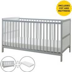 Kinder Valley Sydney Grey Cot Bed with Flow Mattress & Removable Washable Water Cover