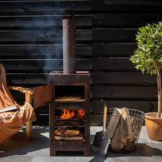 Barbecues uitverkoop Esschert Design Terraskachel Met Pizzaoven Roestkleurig