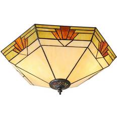 E14 Ceiling Flush Lights Loops Tiffany Glass Cream Ceiling Flush Light