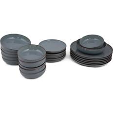 Lave-vaisselle Sécurisé Services de Table Hermia En Porcelaine Point 24 Pièces Bleu Service de Table 6pcs