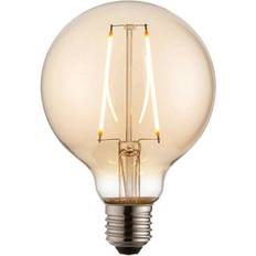 Loops 95mm GLOBE LED Filament Light Bulb AMBER GLASS E27 Screw 2W Warm White Lamp