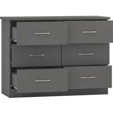 SECONIQUE Nevada 6 3d Effect Grey Chest of Drawer 120x90cm