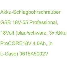 Gsb 18v55 Bosch Professional GSB 18V-55 0615A5002V Batteri boremaskine 18 V Litium inkl. 3 stk batteri, Inkl. oplader, børsteløs