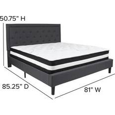 Beds & Mattresses Flash Furniture Roxbury King Tufted Upholstered Platform Bed Spring Mattress