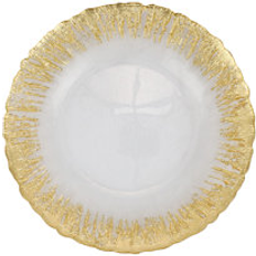 Kitchen Accessories Vietri Rufolo Glass Gold Brushstroke Canape Plate Plato de Postre