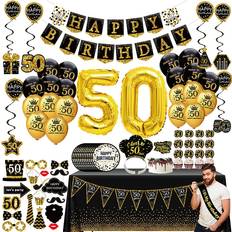 Birthday party supplies 50th birthday decorations for men women 76pack black gold party banner penn