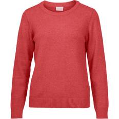 Vila Ril Round Neck Knitted Pullover - Barbados Cherry