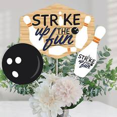 Beige Plates, Cups & Cutlery Big Dot of Happiness Strike up the fun bowling party centerpiece sticks table toppers 15 ct