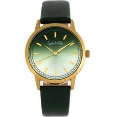San Diego Leather Band Watch Green Stainless Steel