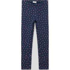 1-3M Hosen Name It Fleece-Leggings gefüttert Herzen blau