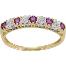 Gemondo Classic Round Half Eternity Ring - Gold/Diamonds/Amethyst